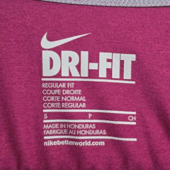 Nike Dri Fit Long Sleeve Shirt Women's Small Magenta V-Neck Running Workout - Picture 4 of 5